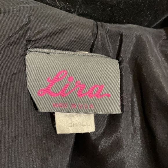 VINTAGE Lira Velvet Leaf Print Swing Jacket SZ S - Picture 5 of 6